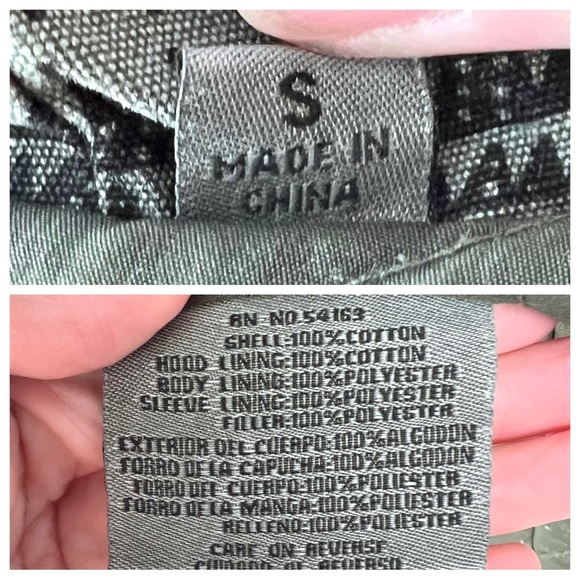 Levi's Army Green Quilted Aztec Elbow Patch Fishtail Hooded Parka Utility Coat - Picture 12 of 13